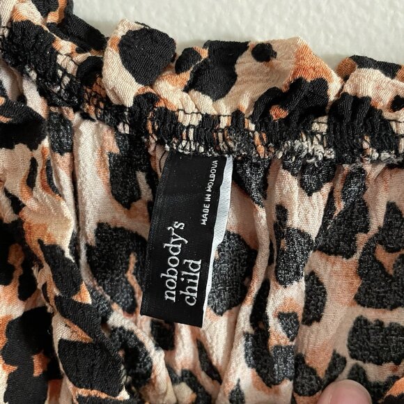 Nobody’s Child Women 2 Leopard Print Tie Front Off The Shoulder Crop Top - Picture 7 of 10